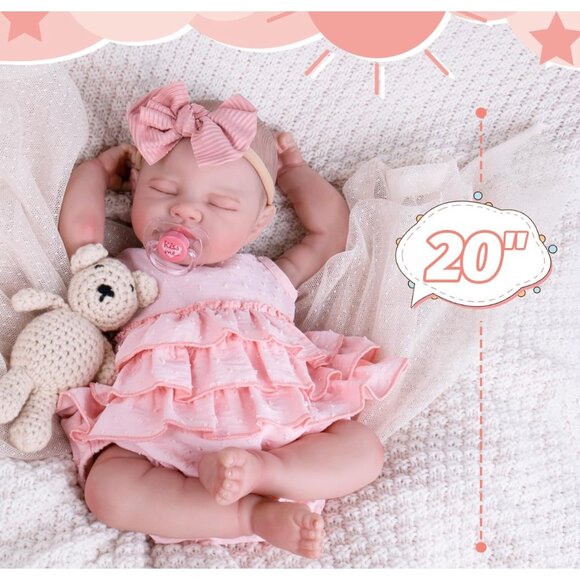 20" Body Reborn Baby Doll Realistic Floppy Newborn Girl Lifelike Poseable - Picture 3 of 6